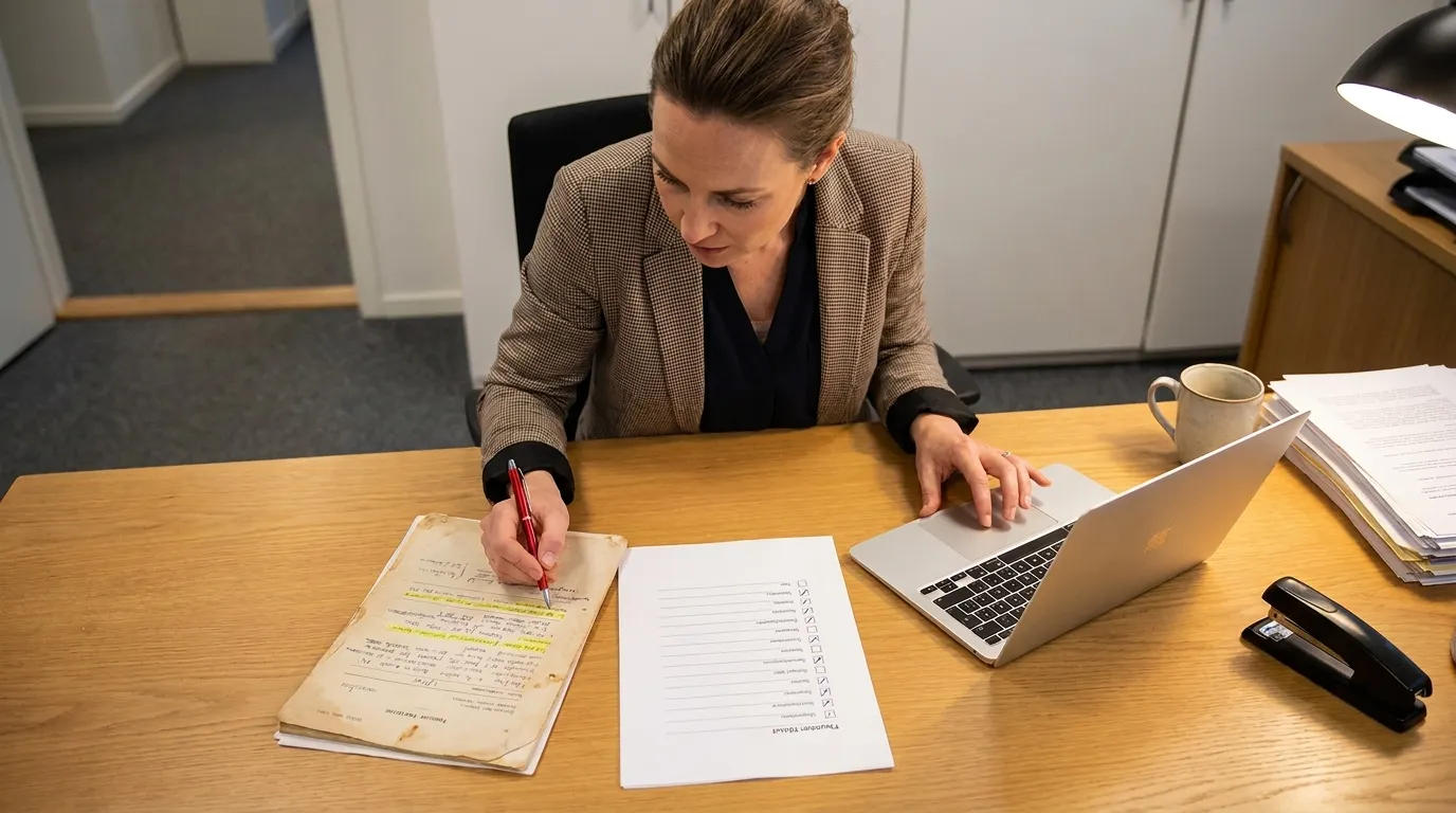 HR professional comparing an outdated and updated employee handbook to ensure full California employment law compliance for the current year