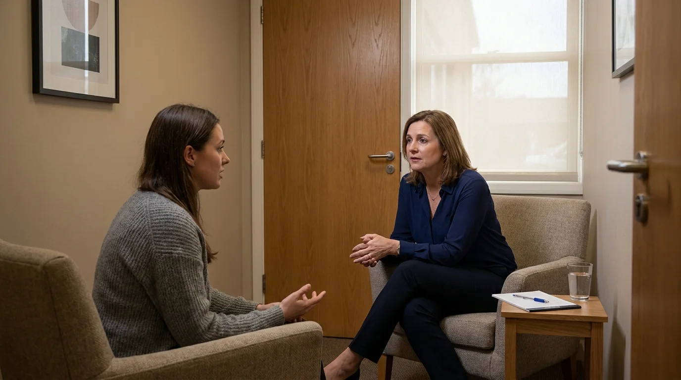 HR director conducting a private leave and disability accommodation conversation with an employee under California CFRA ADA and FMLA requirements